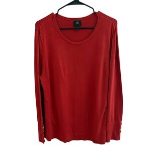 JM Collection Women's Red Long Sleeve‎ Sweater Top Size XL Button Sleeve